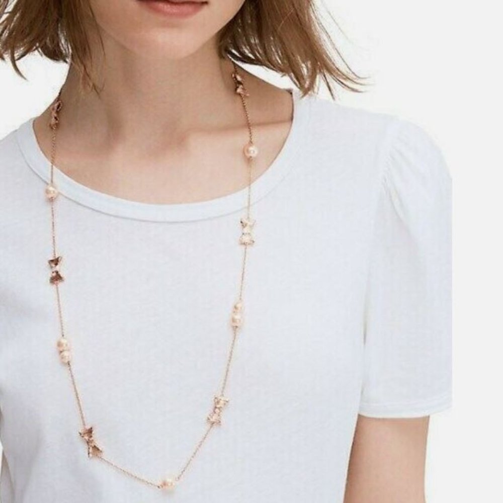Kate Spade All Wrapped Up in Pearls Scatter Necklace Blush Rose Gold NWT Jewelry